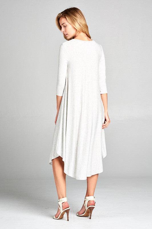 SOLID SWING CASUAL MIDI DRESS