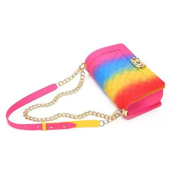 LARGE SIZE MODERN CROSSBODY RAINBOW JELLY BAG