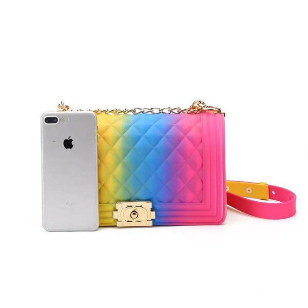 LARGE SIZE MODERN CROSSBODY RAINBOW JELLY BAG