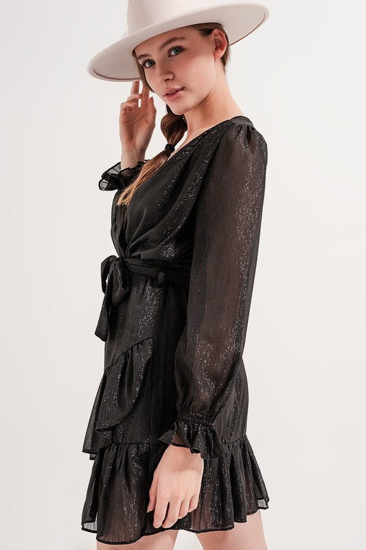 MINI DRESS WITH FLIPPY HEM IN BLACK