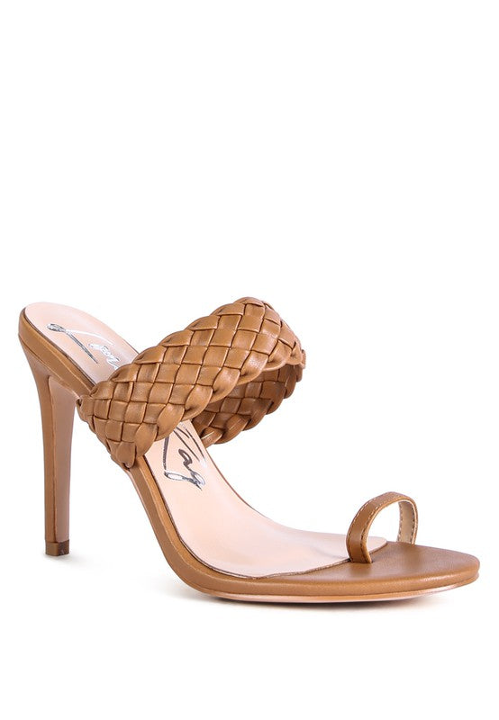 HIGH PERKS WOVEN STRAP TOE RING SANDALS