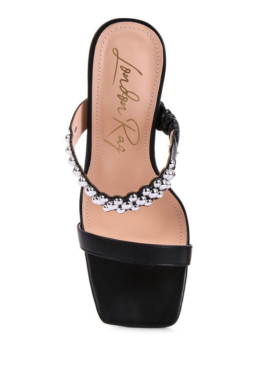 BANDY HIGH HEEL METAL BALL SANDALS