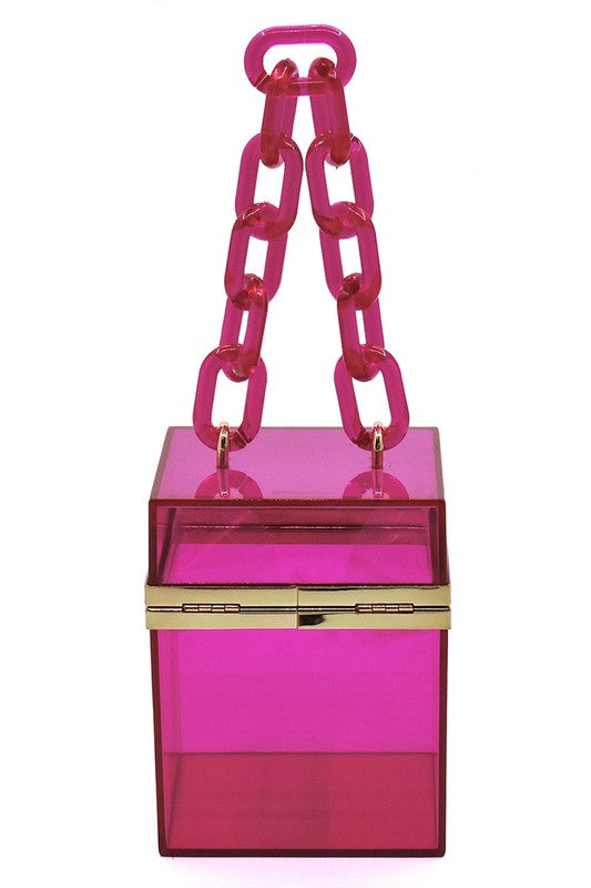 Acrylic Chain Handle See Thru Crossbody Clutch