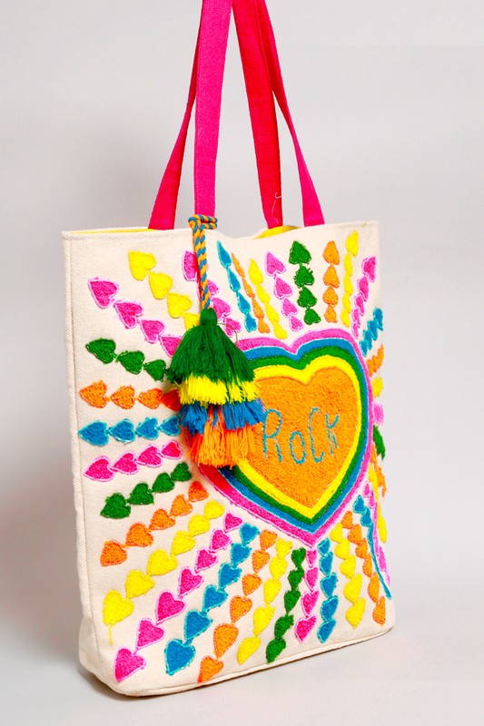 Heart Rock Tote Bag Rainbow