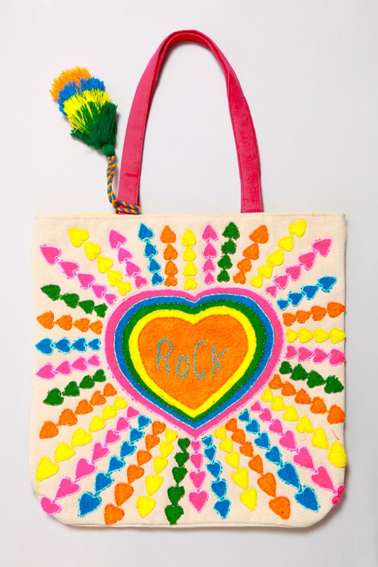 Heart Rock Tote Bag Rainbow