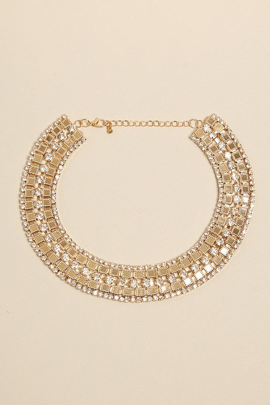 Gold Collar-Statement Necklace & Earring Set