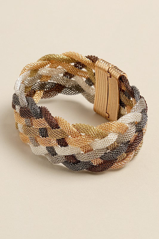 Mesh Braided Magnetic Hinged Bracelet