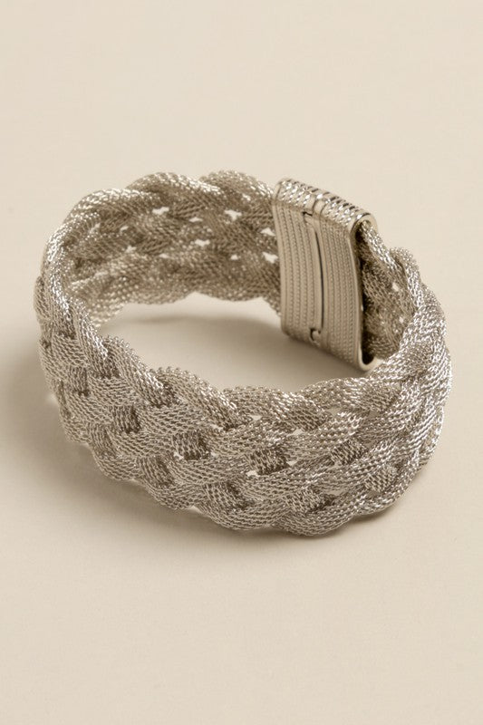 Mesh Braided Magnetic Hinged Bracelet