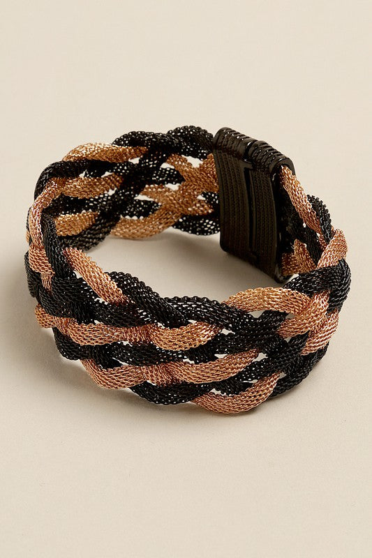 Mesh Braided Magnetic Hinged Bracelet