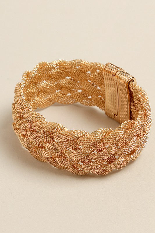 Mesh Braided Magnetic Hinged Bracelet