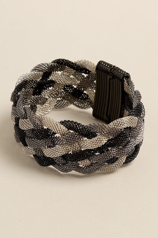 Mesh Braided Magnetic Hinged Bracelet