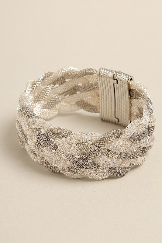 Mesh Braided Magnetic Hinged Bracelet