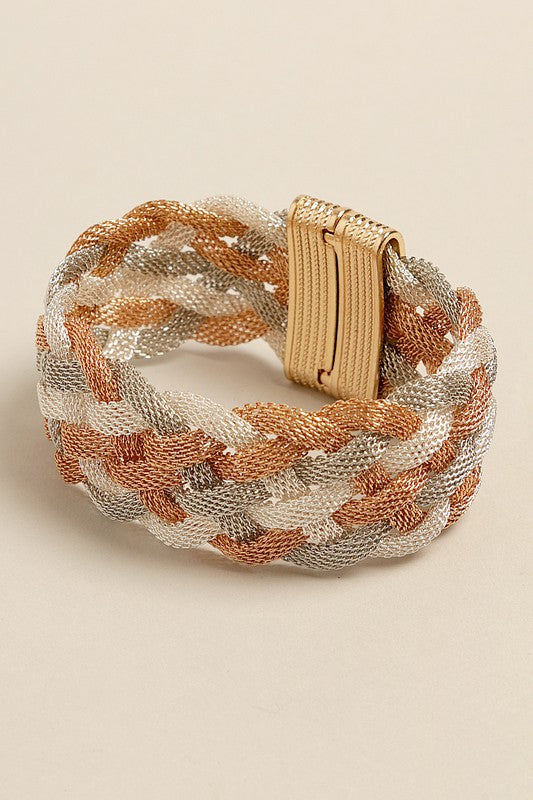 Mesh Braided Magnetic Hinged Bracelet