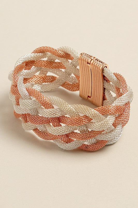 Mesh Braided Magnetic Hinged Bracelet