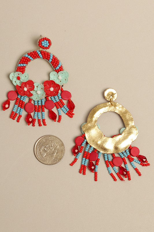 Fiesta Ring Beaded Drop Earrings