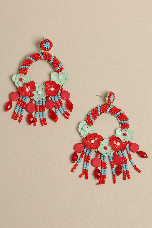 Fiesta Ring Beaded Drop Earrings