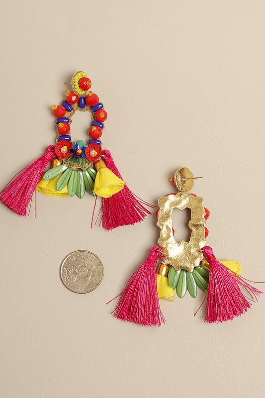 Tropical Fiesta Tassel Earrings