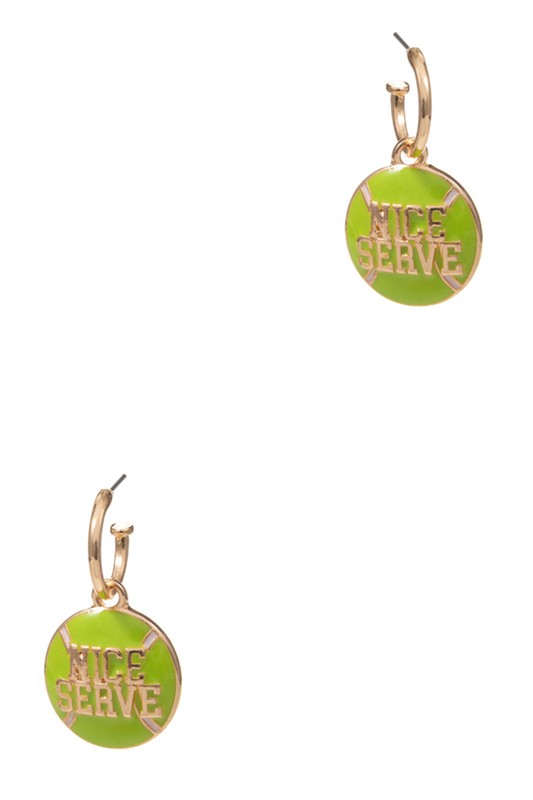 Tennis Ball Enamel Charm Post Ring Earrings