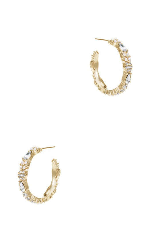 Paved Ring Post Hoop Earrings