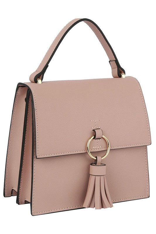 Fashion Ring Tassel Flap Crossbody Satchel