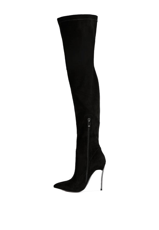 Jaynetts Stretch Suede Micro High Knee Boots