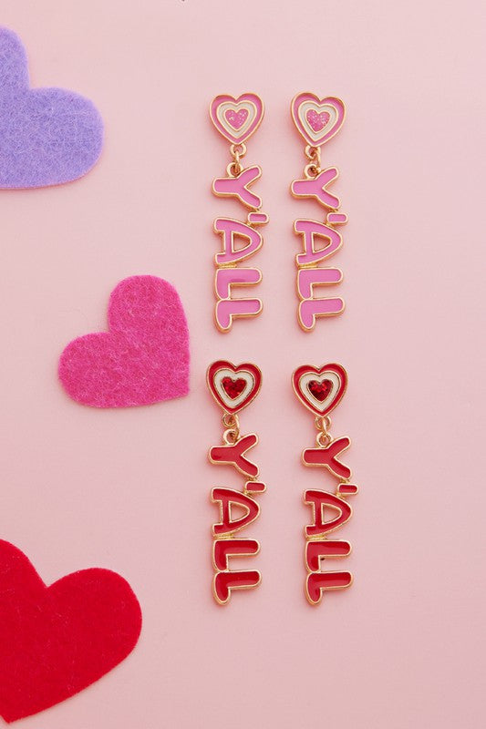 Heart Y'all Enamel Post Earrings