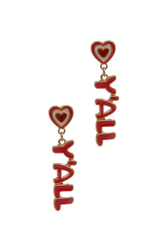 Heart Y'all Enamel Post Earrings