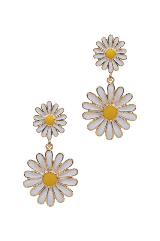 Double Daisy Enamel Post Earrings