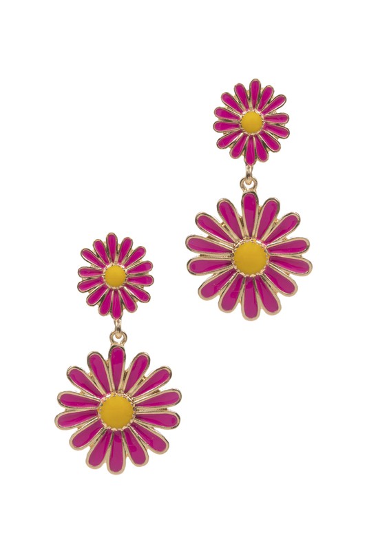 Double Daisy Enamel Post Earrings