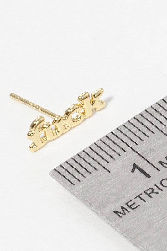 Lettering Gold Dipped Post Earrings