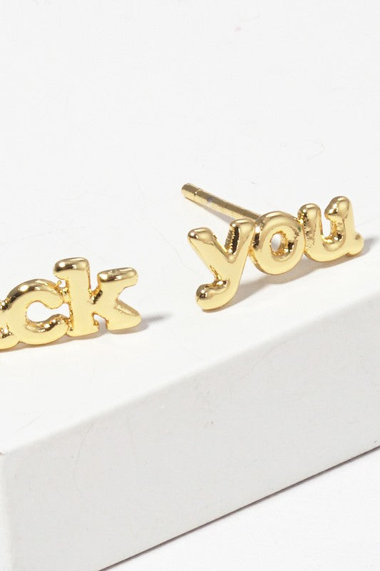 Lettering Gold Dipped Post Earrings