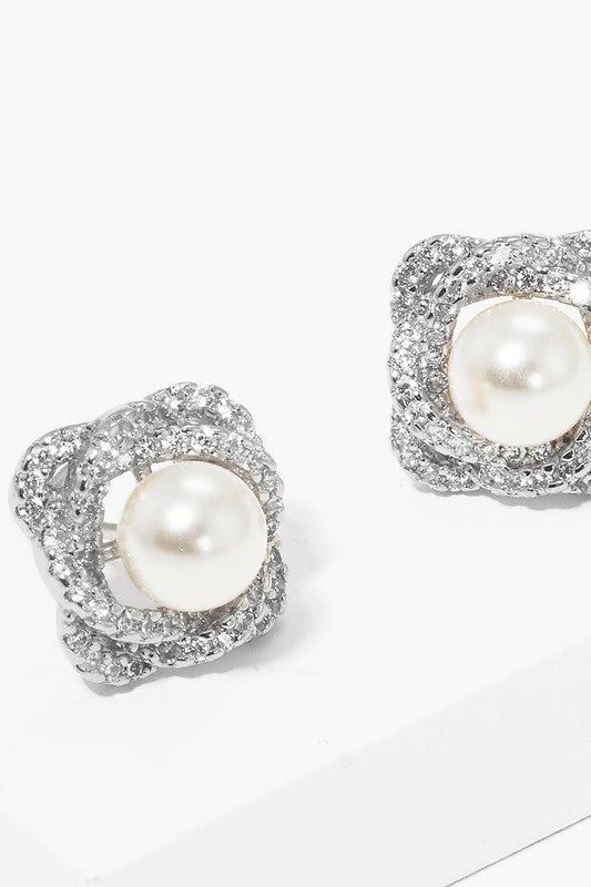 CZ Pearl Post Earrings