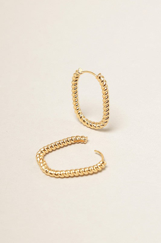 SM-14K Gold Dipped U Shaped Twist Hoop Earrings