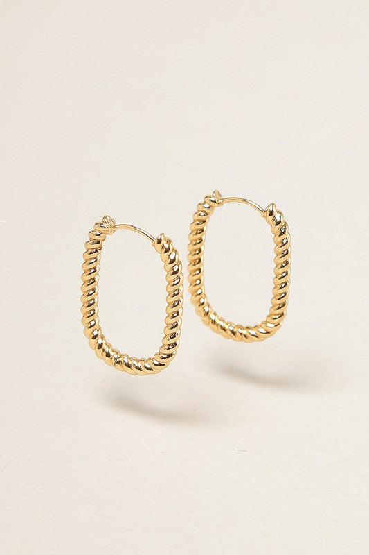 SM-14K Gold Dipped U Shaped Twist Hoop Earrings