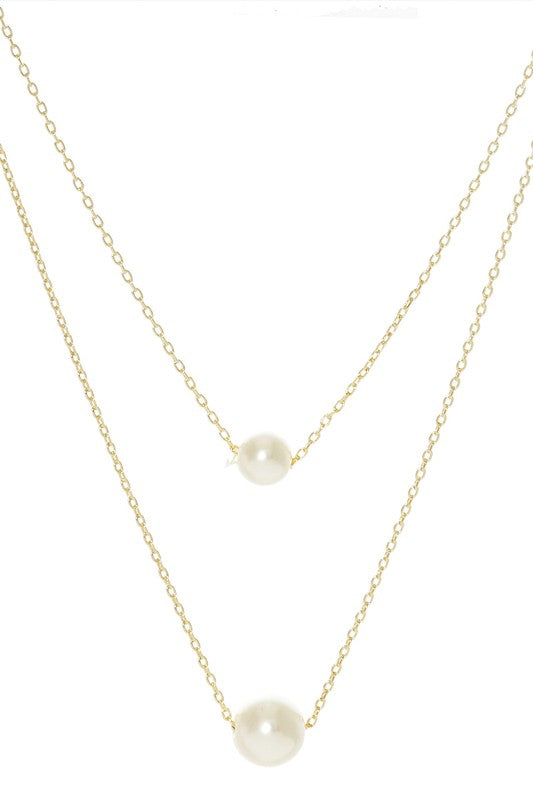 Gold-Dipped Layered Pearl Necklace