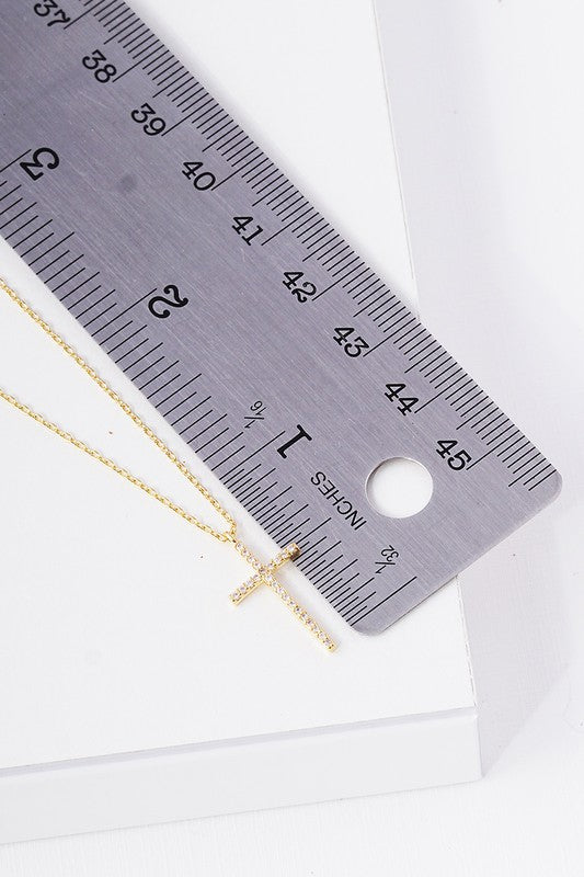 CZ Gold-Dipped Cross Necklace