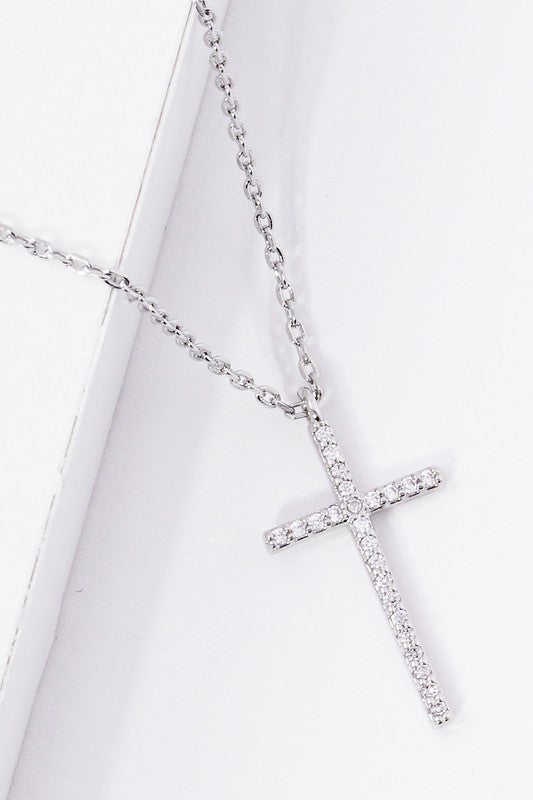 CZ Gold-Dipped Cross Necklace