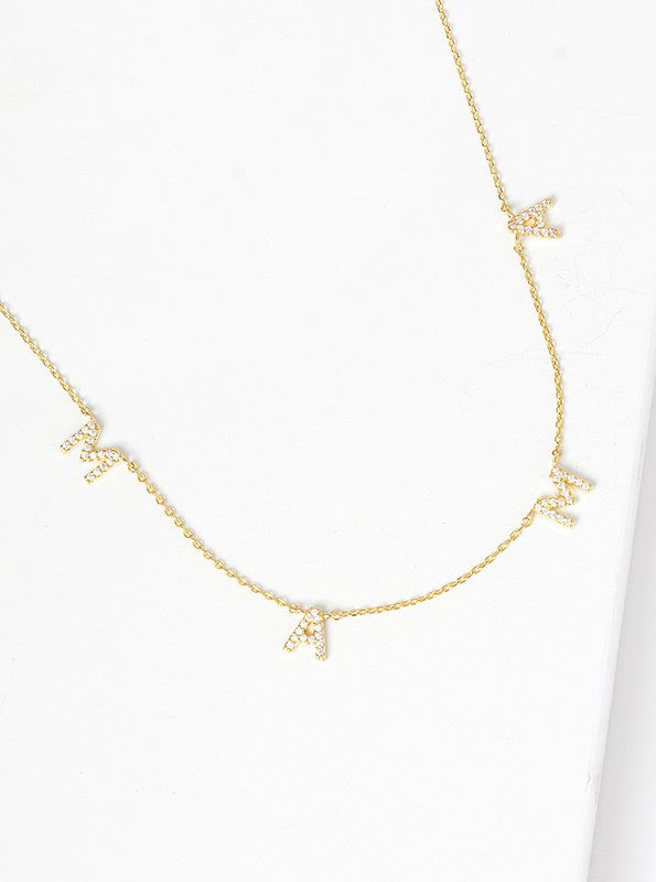 CZ Gold-Dipped MAMA Letters Necklace