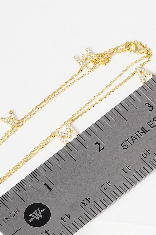 CZ Gold-Dipped MAMA Letters Necklace