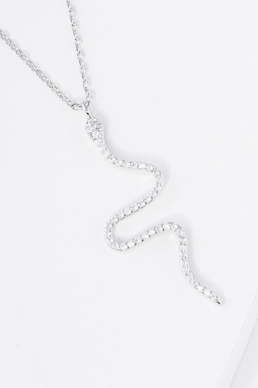 CZ Gold-Dipped Snake Pendant Necklace