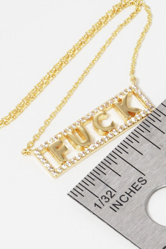 CZ Gold-Dipped Word Pendant Necklace