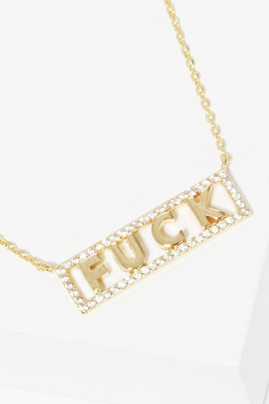 CZ Gold-Dipped Word Pendant Necklace