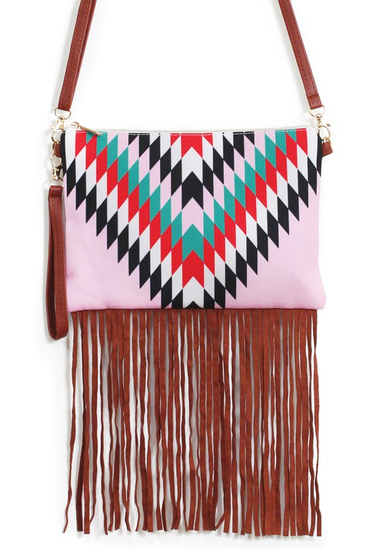 Aztec Printed Crossbody with Tassels