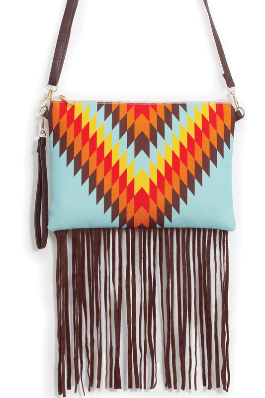 Aztec Printed Crossbody with Tassels