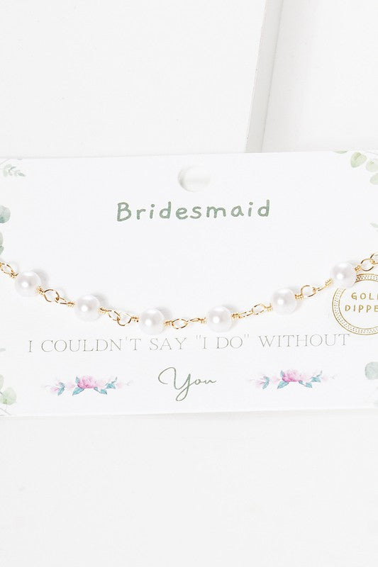 Gold-Dipped Linked Pearl Bridesmaid Necklace