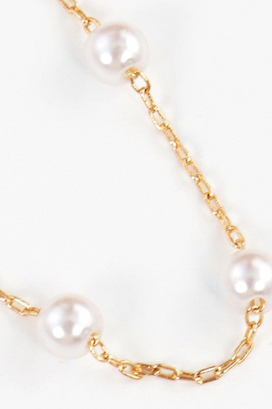 Gold-Dipped Chain Pearl Bridesmaid Necklace