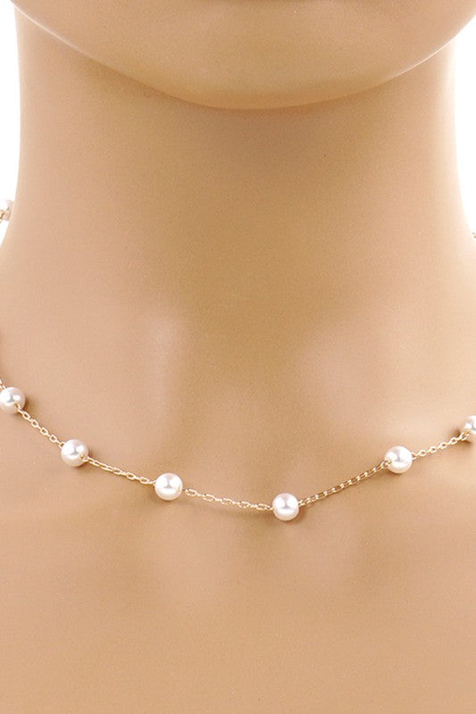 Gold-Dipped Chain Pearl Bridesmaid Necklace