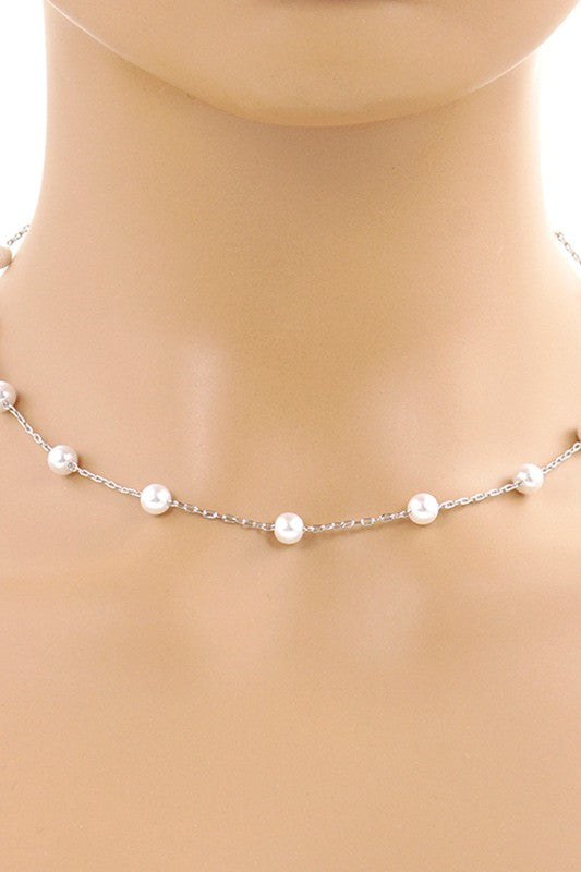 Gold-Dipped Chain Pearl Bridesmaid Necklace