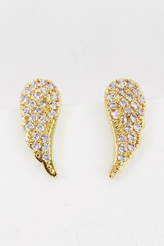 CZ Gold-Dipped Wings Earrings