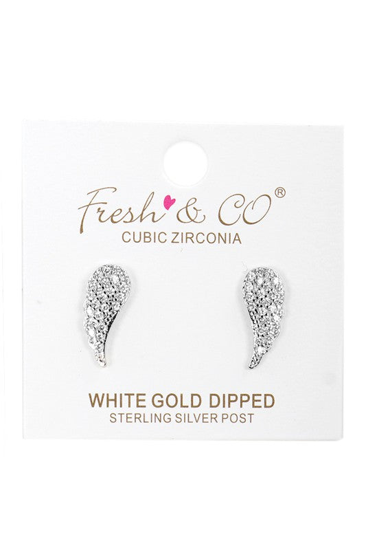 CZ Gold-Dipped Wings Earrings